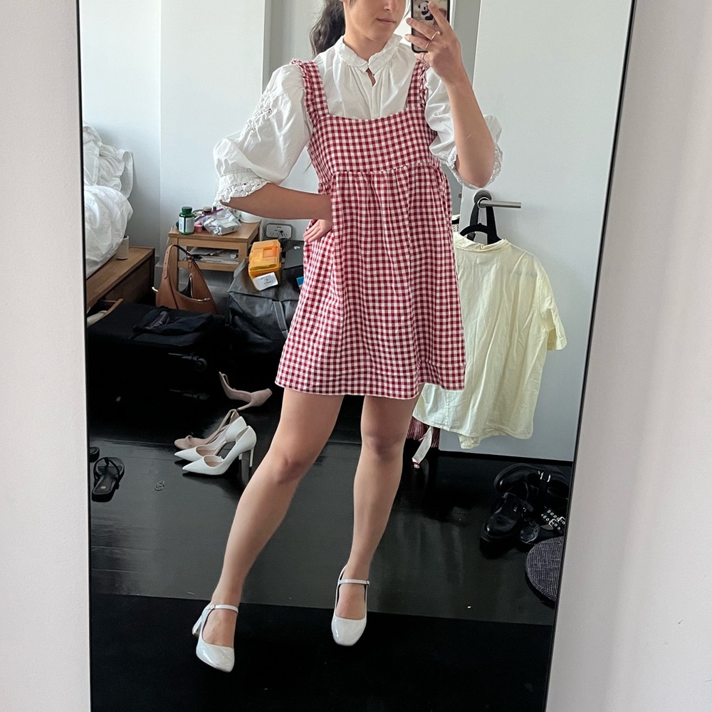 Gingham Babydoll dress with ruffle straps